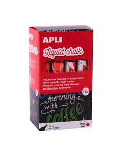 Apli Feutre de Tiza Liquida Rouge - Pointe Ronde - Idéal Pour Pizarras, Plastico, Ventanas, Ceramica, Vinilos, Metal, Etc - Faci