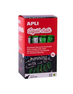 Apli Feutre de Tiza Liquida Vert - Pointe Ronde - Idéal Pour Pizarras, Plastico, Ventanas, Ceramica, Vinilos, Metal, Etc - Facil