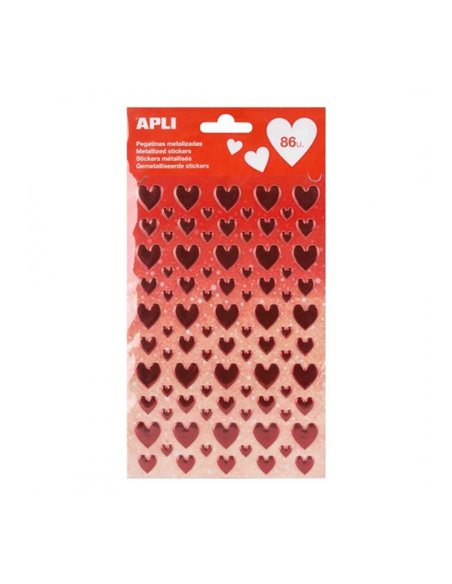 Apli Sac de Pegatinas en Forma de Corazon - Diferentes Tamaños - Acabado Epoxy - Adhésif permanent - Estimula Creatividad et Psi