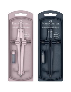 Faber-Castell Stream 2025 Compas Scolaire de Ajuste Rapide - Circunferencias de Jusqu'à Ø 340mm - Comprend Bote de Minas - Coule