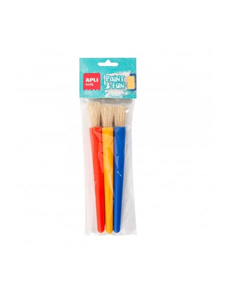 Apli Pack de 3 de Pinceles Jumbo Pour Niños - Pointe Ronde - Cerdas Sinteticas - Idéal Pour Desarrollo Creativo et Colaborativo