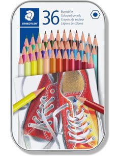 Staedtler 175 Boîte Metalica de 36 Lapices Hexagonales de Couleurs - Couleurs assorties