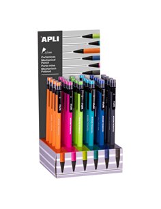 Apli Portaminas 0.7mm - Textura Soft - Capuchon Avec Tapon Transparent et Goma de Borrar du Mismo Couleur - Couleurs Fluor Assor