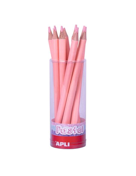 Apli Lapices Jumbo Pastel Rose - Mina 5mm - Forma Triangular Pour Niños - 10mm Diametro - 170mm Largo - Pack 18 Unidades - Prése