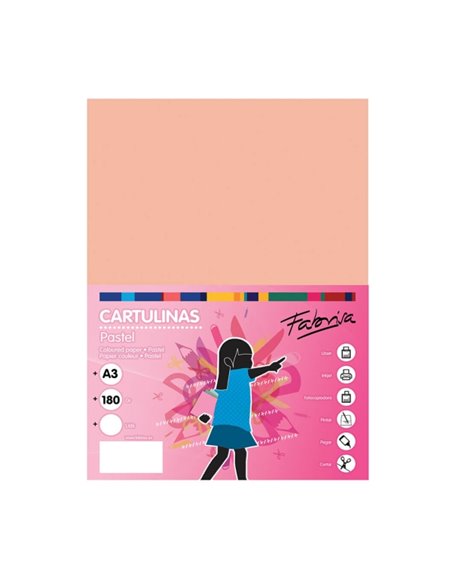 Fabrisa Pack de 25 Cartulinas 180 g/m² - Taille A3 - Couleur Salmon