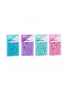 Apli Chinchetas Redondas - 8 Cajas de 100 Unidades - Cabeza de Plastico - Pointe Metalica - Ideales Pour Mapas, Corcho, Manualid