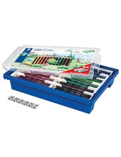 Staedtler Noris Colour 185 Contenedor de Plastico Rigido Avec 288 Lapices Hexagonales de Couleurs + 6 Sacapuntas de Regalo - Res