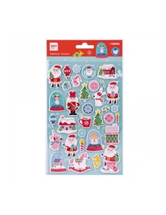 Apli Sac Avec 34 Pegatinas de Goma EVA Navideñas Bolas de Nieve - Adhésif permanent - Idéal Pour Scrapbooking et Decoracion - Fo