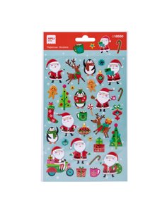 Apli Sac Avec 31 Pegatinas Navideñas Papa Noel - Adhésif permanent - Diseños Assortis - Idéal Pour Decorar Regalos et Tarjetas