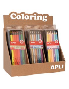 Apli Jumbo Set de Lapices - 5mm de Grosor - 12 Cajas Surtidas Avec 6 Lapices Chacun Una - Fluo, Metal et Pastel