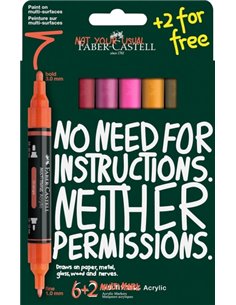 Faber-Castell Multimark Acrylic Tonos Calidos Pack Avec 8 Feutres Acrilicos Double Pointe - Puntas Redondas de 1mm et 3mm - Encr