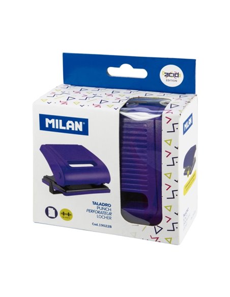 Milan Acid Perforateur Perforador - Comprend Guia de Plastico - Jusqu'à 15 Feuilles - Bloqueo de Sécurité - Facile Vaciado - Cou