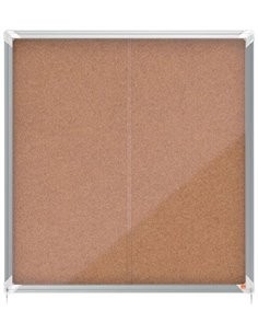 Nobo Vitrina Intérieur Pour 12 Feuilles A4 Avec Superficie de Corcho et Puerta Deslizante - 997x972x54mm - Tablero de Corcho, Cr
