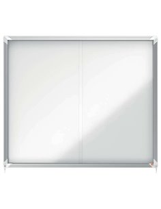 Nobo Premium Plus Vitrina Magnetica de Puerta Corredera 15xA4 - 1140x970mm - Superficie Magnetica - Blanc