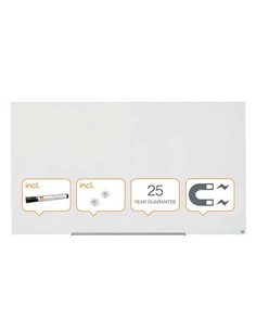 Nobo Impression PRO Tableau Magnetica de Cristal 1900x1000mm - Design Sans Marco - Invisamount - Blanc Brillante