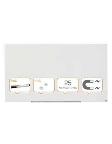 Nobo Impression PRO Tableau Magnetica de Cristal 1900x1000mm - Design Sans Marco - Invisamount - Blanc Brillante