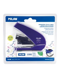 Milan Acid Energy Saving Agrafeuse Compacta - 1000 Agrafes Incluidas - Jusqu'à 20 Feuilles - Agrafes 24/6 et 26/6 - Couleur Bleu