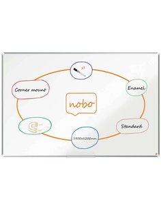 Nobo Premium Plus Tableau Magnetica de Acier Vitrificado 1800x1200mm - Montaje en Esquina - Blanc