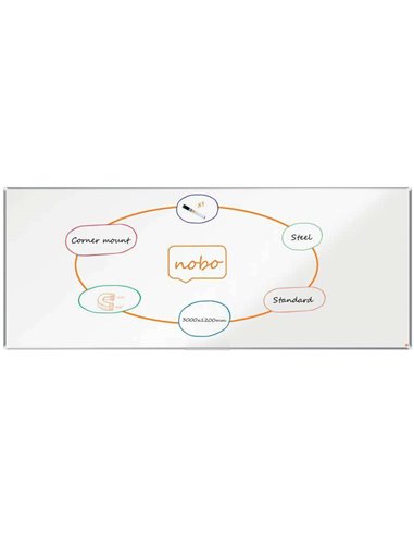 Nobo Premium Plus Tableau Magnetica de Acier Lacado 3000x1200mm - Montaje en Esquinas - Blanc