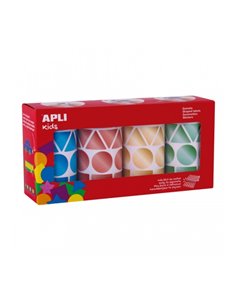 Apli Pack Avec 4 Rollos de Gomets Geometricos - 1081 Gomets Par Rollo - Adhésif permanent - 4.324 Gomets en Total - Ideales Pour