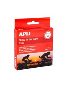 Apli Ruban Adhesiva Luminiscente - Brilla Jusqu'à 6 Horas - Idéal Pour Advertencias et Decoraciones - Absorbe Luz en 15 Minutos 