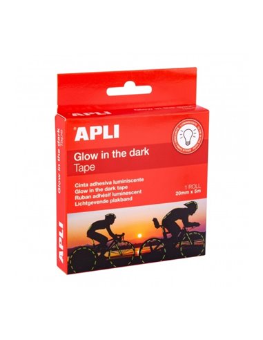Apli Ruban Adhesiva Luminiscente - Brilla Jusqu'à 6 Horas - Idéal Pour Advertencias et Decoraciones - Absorbe Luz en 15 Minutos 