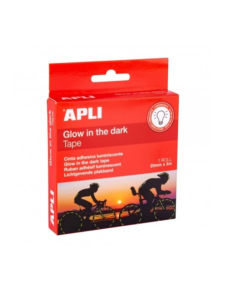 Apli Ruban Adhesiva Luminiscente - Brilla Jusqu'à 6 Horas - Idéal Pour Advertencias et Decoraciones - Absorbe Luz en 15 Minutos 