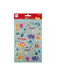 Apli Sac de Pegatinas Safari - Relieve et Detalles Metalizados - Adhésif permanent - Idéal Pour Scrapbooking et Decoracion - Est