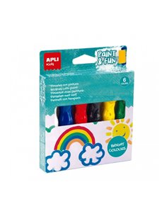 Apli Kids Pack de 6 Temperas en Tubo Avec Pincel 14ml - Practico et Sans Nettoyage - Fomenta Creatividad et Colaboracion - Coule