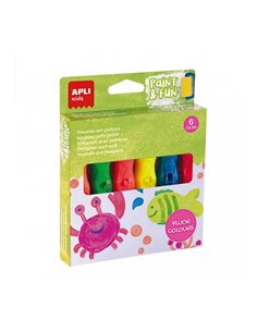 Apli Kids Pack de 6 Temperas en Tubo Avec Pincel 14ml - Practico et Sans Nettoyage - Fomenta Creatividad et Colaboracion - Coule