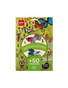 Apli Pack de 50 Pegatinas de Insectos - Removibles - Educativas - Desarrollan Psicomotricidad Fina - Imagenes Realistas