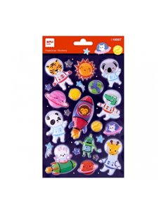 Apli Sac de Pegatinas Animales du Espacio - Adhésif permanent - Estimula Creatividad et Psicomotricidad Fina en Niños Pequeños