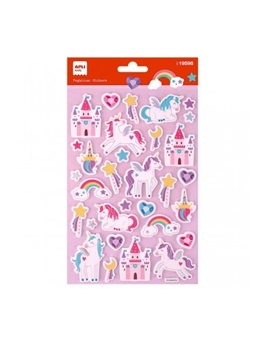 Apli Sac de Pegatinas de Unicornios - Adhésif permanent - Decoracion de Libros et Carpetas - Estimula Creatividad et Psicomotric