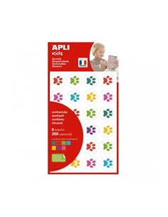 Apli Sac de Gomets Huellas de Gatitos - 288 Gomets - Idéal Pour Decorar Objetos et Tarjetas