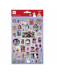 Apli Sac Avec 52 Pegatinas Navideñas Modelo Adviento Casa - Adhésif permanent - Motivos Navideños - Idéal Pour Decorar Regalos e