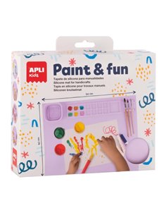 Apli Kids Paint & Fun Tapete de Silicona et Vaso Pleglable - Pour Pintar et Hacer Manualidades Sans Ensuciar - Couleur Lila