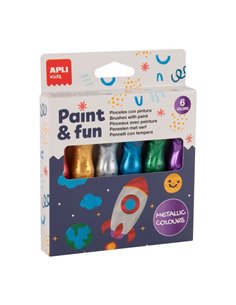 Apli Kids Pack de 6 Temperas en Tubo Avec Pincel 13ml - Practico et Sans Nettoyage - Fomenta Creatividad et Colaboracion - Coule