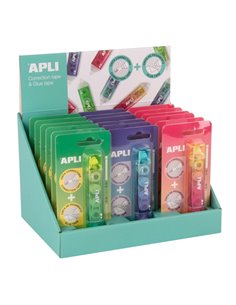 Apli Correct & Glue Présentoir de 18 Correctores + Adhésif 2 en 1 - Aplicacion Limpia et Precisa - Rapida Cobertura - Corps en C