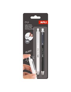 Apli Infinite Pencil Pack Avec 2 Lapices Infinitos Retractiles HB - Couleurs Blanc et Noir