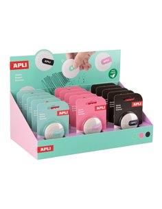Apli Présentoir Avec 15 Gomas de Borrar - Forma Ronde - Sans PVC - Couleur Blanc Avec Detalle en Vert, Bleu et Noir