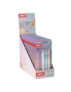Apli Pocket Gel Présentoir Avec 12 Blisters de 3 Mini Boligrafos de Encre Gel Retractiles - Encre Couleur Bleu - Corps de Difere