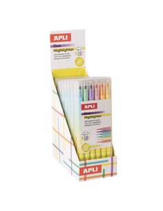 Apli Duo Highlighter Présentoir Avec 10 Pack de 6 Marcadores Double Pointe - Idéal Pour Agendas, Libretas et Calendarios - Coule