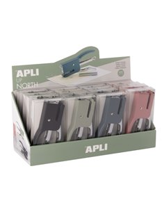 Apli Up North Présentoir Avec 16 Grapadoras de Tenaza Avec 50 Agrafes Nº10 chacun Una - Design Ergonomique - Couleurs assorties