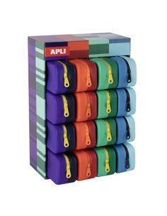 Apli Bright Bicolor Présentoir de 16 Estuches de Silicona Rectangulares Bicolor - Fermeture éclair Déperlant al Eau - Dimensions
