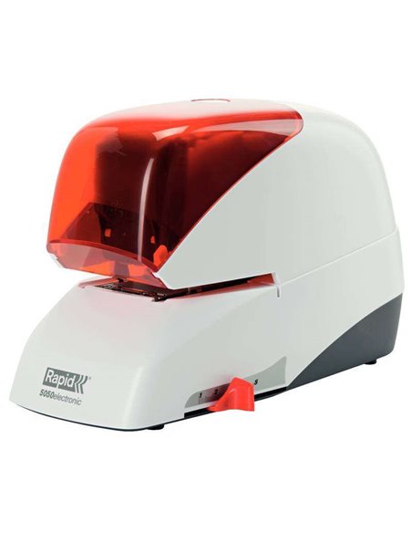 Rapid Agrafeuse Electrica Supreme R5050E - 50 Feuilles - Charge de Cartucho - Durable - Argent/Orange