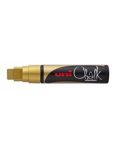 Uni-ball PWE-17K Marqueur de Tiza Liquida - Pointe Biselada 15mm - Borrado en Humedo - Résistant à la Lluvia - Couleur Oro