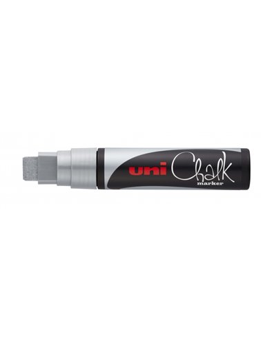Uni-ball PWE-17K Marqueur de Tiza Liquida - Pointe Biselada 15mm - Borrado en Humedo - Résistant à la Lluvia - Couleur Argent
