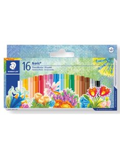 Staedtler Noris 241 Pack de 16 Ceras Blandas - Diametro 8mm - Resistencia à la Rotura - Couleurs assorties