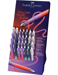 Faber-Castell Poly Ball Flow Edition Présentoir Avec 22 Boligrafos Retractiles XB + 8 Plumas Estilograficas - Doux al Toucher - 