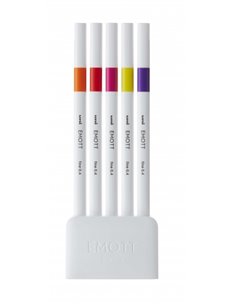 Uni-ball PEM-SY Set Nº2 Emott Passion Colors Pack de 5 Feutres de Linea Fina - Pointe 0.4mm - Encre à Base de Eau - Design Innov